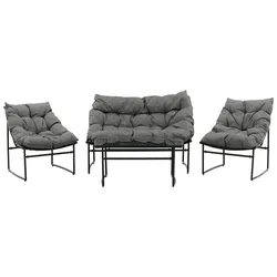 Loungegarnitur Tina 4-tlg. Grau/Schwarz
