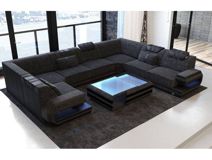 Wohnlandschaft Ragusa U-Form aus Stoff