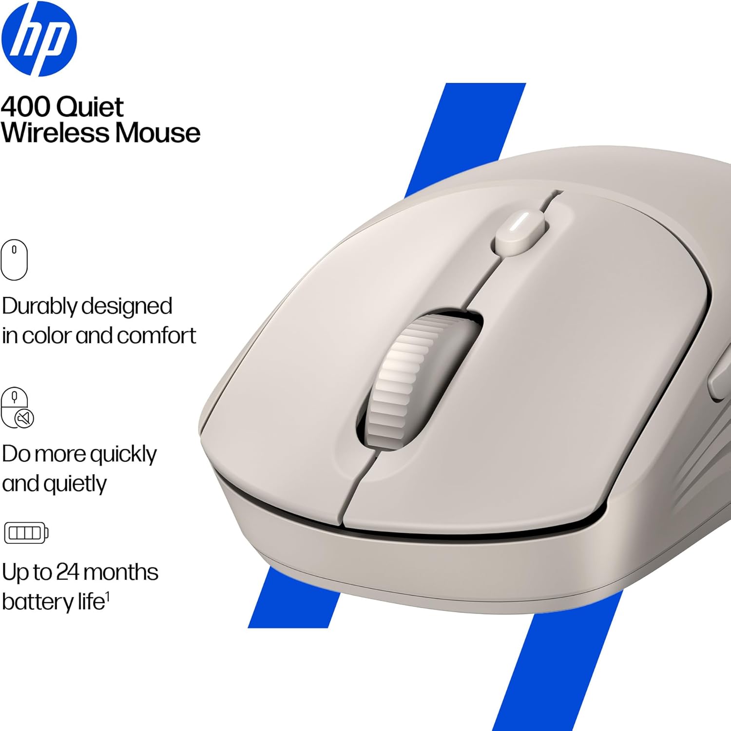 HP 400 Quiet Wireless Mouse – Dual Bluetooth & 2.4GHz USB, Silent Clicks, 6000 DPI (Maple)