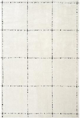 Abani Oliver OLV110A Modern Ivory Black Grid Pattern Minimalist Area Rug