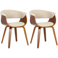 CLP 2er Set Stühle Bruce Stoff   Farbe: walnuss/creme