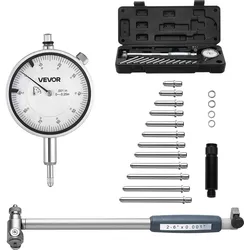 VEVOR Innendurchmesser Messuhr Set, Messuhr mit 0,03 mm Genauigkeit, 0-6,35 mm Bohrungsmessgerät, Bohrungslehre mit Stange, Aufbewahrungskoffer, Ambosse für industrielle Bearbeitungsmessungen