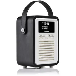 VQ – Retro Mini – Radio – DAB/DAB+ Digitalradio UKW, Bluetooth, Wecker, USB-Ladeanschluss, Echtholzgehäuse – Schwarzfarbenes Design von VQ