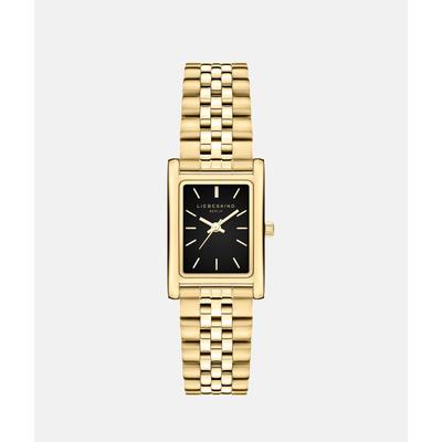 Quarzuhr LIEBESKIND BERLIN "Classic Square", gold (goldfarben, schwarz, schwarz), Armbanduhren, Damen, goldfarben, Quarzuhr, Armbanduhr, Damenuhr, Edelstahlarmband, analog