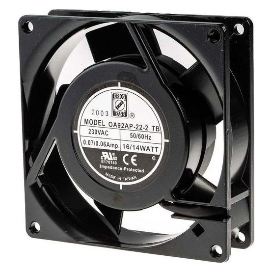 RS PRO AC ball bearing fan, 92mm 46cu.m/h 230V (92 mm) (7897870)