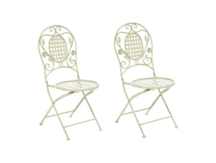 Beliani Gartenstuhl 2er-Set Metall hellgrün Bivio, Grün, 43x93x52 cm, Gartenmöbel, Gartensessel, Gartenklappstühle