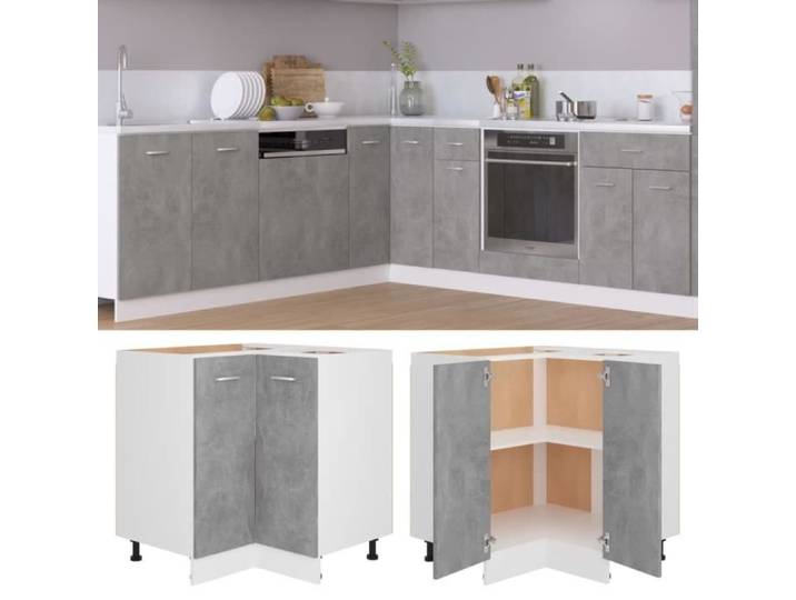 Armoire de cuisine Gris béton - Aggloméré - Contemporain - Design