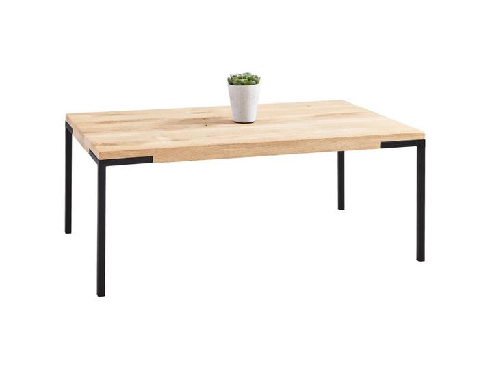 Novel Couchtisch, Schwarz, Eiche, Holz, Metall, Eiche, massiv, rechteckig, eckig, 60x33.5x100 cm, Wohnzimmer, Wohnzimmertische, Couchtische, Couchtische Metall