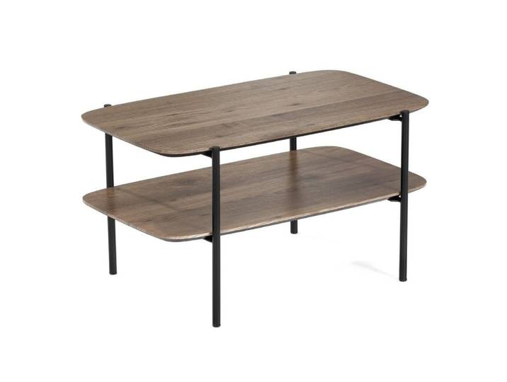 LebensWohnArt Couchtisch Moderner Couchtisch PINA 70x42cm taupe Ablage Pinien-Optik