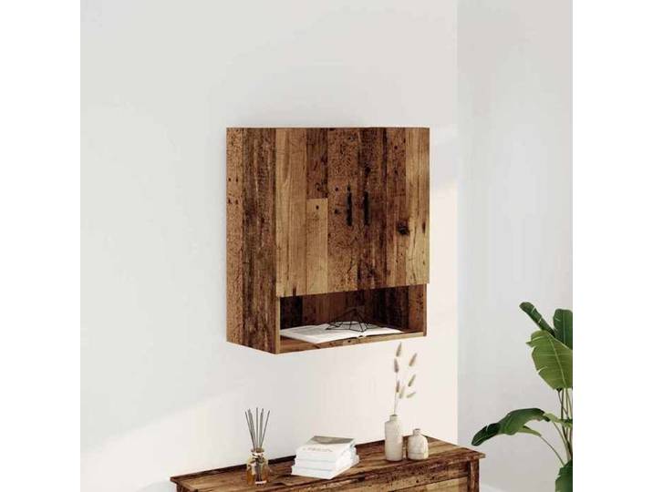 Elégant Armoire murale/Vitrine suspendue - vieux bois - 60x31x70 cm - bois d'ingénierie &7153609