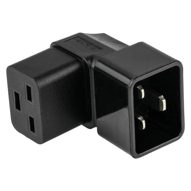 Kabelmeister Stromadapter Kaltgeräte-Stecker C20 an Kaltgeräte-Buchse C19, oben/unten abgewinkelt (SKA-2093S)