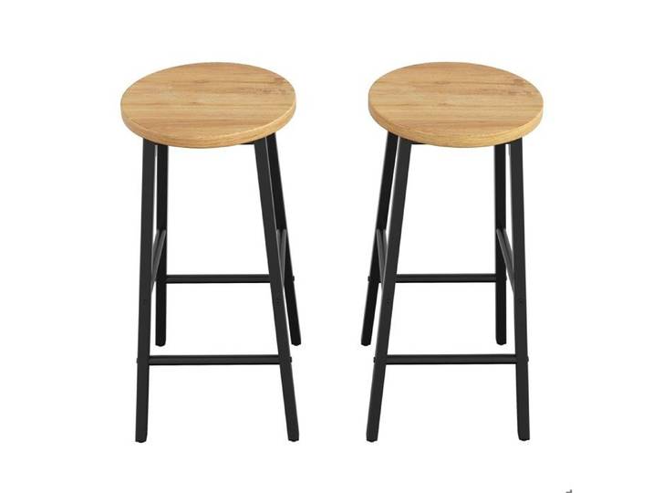 Îlot central de cuisine mobile avec 2 tabourets – tablette rabattable roulettes rangements noir