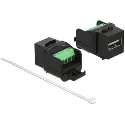 Delock Keystone Modul USB 2.0 A Buchse zu Terminalblock schwarz