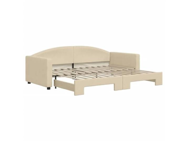PUGYNBK Schlafsofa Nest, cremefarbener Stoff, 90 x 200 cm Holz- und Metallstruktur, modernes Design, Lattenrost im Lieferumfang enthalten, für Wohnzimmer oder Schlafzimmer