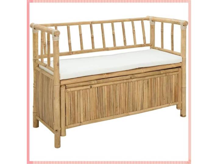 Banc de Rangement de Jardin - Bambou - Rangement - Extérieur - Naturel - 110x47x80 cm
