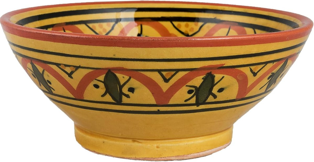 Oosterse Keramische Kom - Marokkaanse Schaal - Geel-Bruin - 17 cm