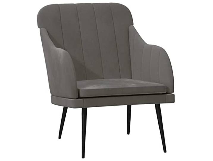 Sessel Samt Dunkelgrau 63x76x80 cm mit Metallrahmen Weicher Samt, stabiler Metallrahmen, Neigbare Rückenlehne, tiefe Sitzfläche, dicke Polsterung, Montage mit Anleitung