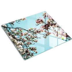 GLASPLATTE 60x52 cm Magnolienblüten