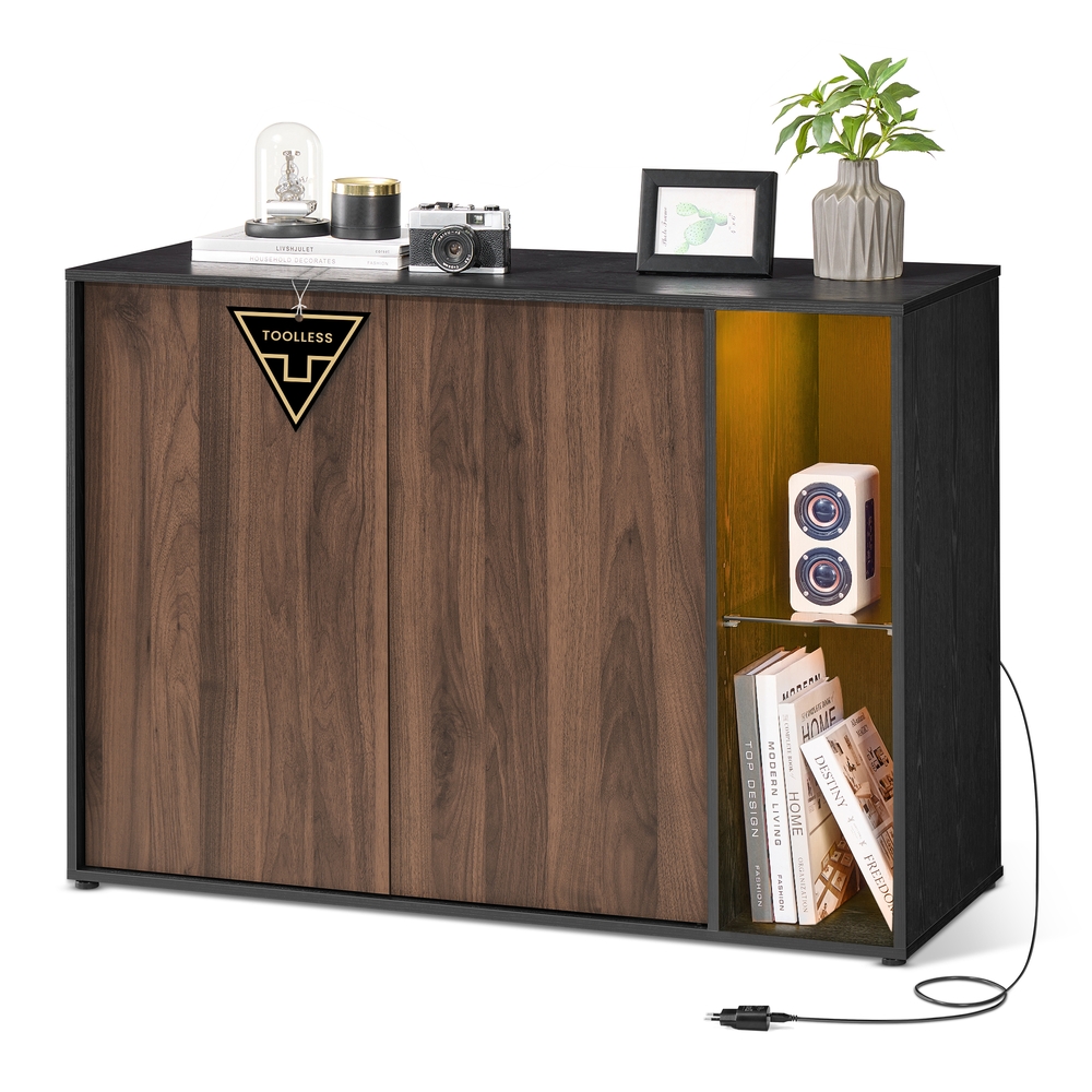 SONGMICS HOME Sideboard mit Beleuchtung und Toolless-Technologie BBK372B01