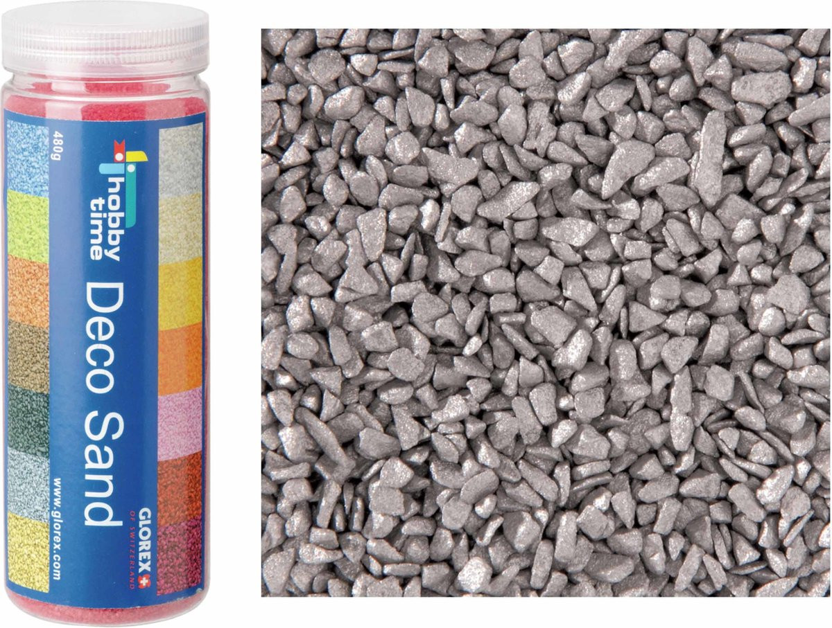 Glorex Hobby Decoratie Zand en Kiezels Zilver 3x 500g 2 tot 6 mm