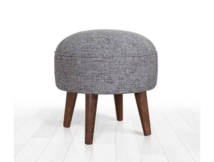 Atelier Del Sofa Stilvoller Grauer Pouf, 43 cm hoch, 45 cm tief 50% Baumwolle/50% Samt, 6 cm orthopädischer Schaumstoffkern, Holzbeine Skandinavisches Design für modernes Wohnen