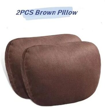 Inspired Living ComfortFit Memory Foam Car Neck Pillow For Headrest Support 2pcs Brown