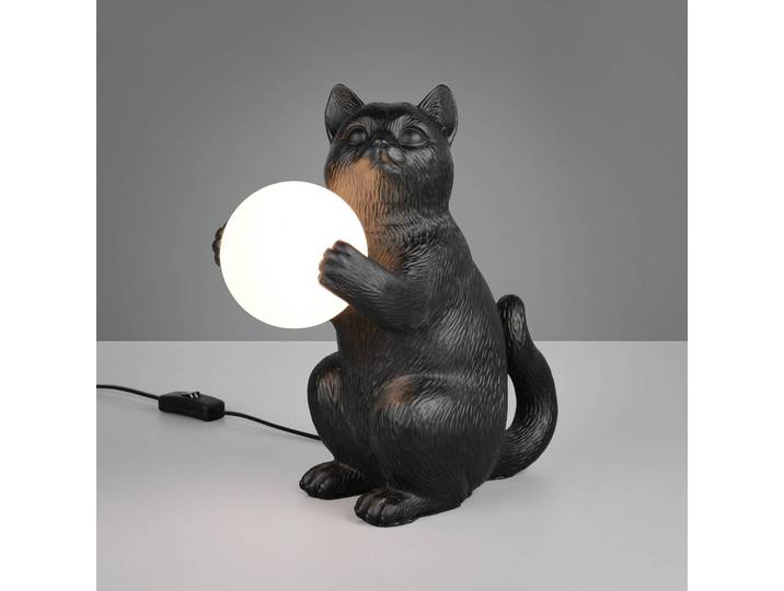Reality Leuchten Tischlampe Gatio, schwarz, für Wohn- / Esszimmer, Kunststoff, Junges Wohnen
