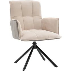 Home Nature Wohnkonzept Drehsessel Beige aus Chenille und Lederoptik – Relaxsessel Loungesessel mit 360 Grad Drehfunktion Freizeitmöbel