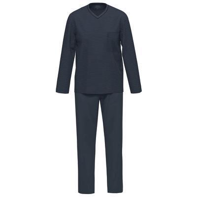 Schlafanzug AMMANN "Schlafanzug lang Men / Nightwear", Herren, Gr. 48, grau (total eclipse), Obermaterial: 100% Baumwolle CO., Homewear-Sets Schlafanzug