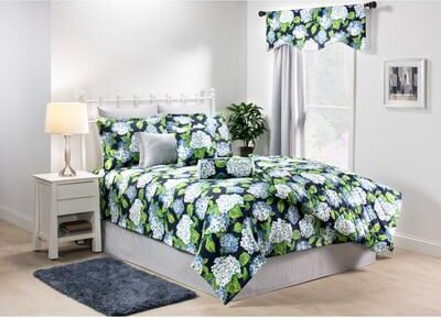 Victor Mill Marseille floral blue hydrangea Comforter set