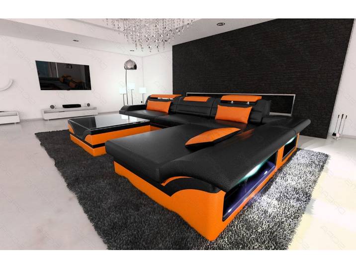 Mini Couch Monza Eleganz L-Form in Leder