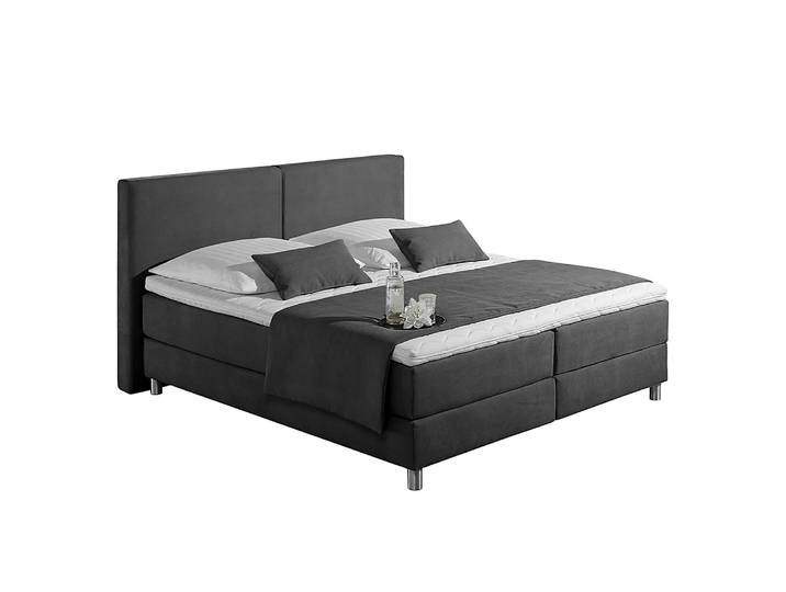 Boxspringbett Nilan 180 x 200cm Mischgewebe Grau/Anthrazit H2 Kaltschaummatratze
