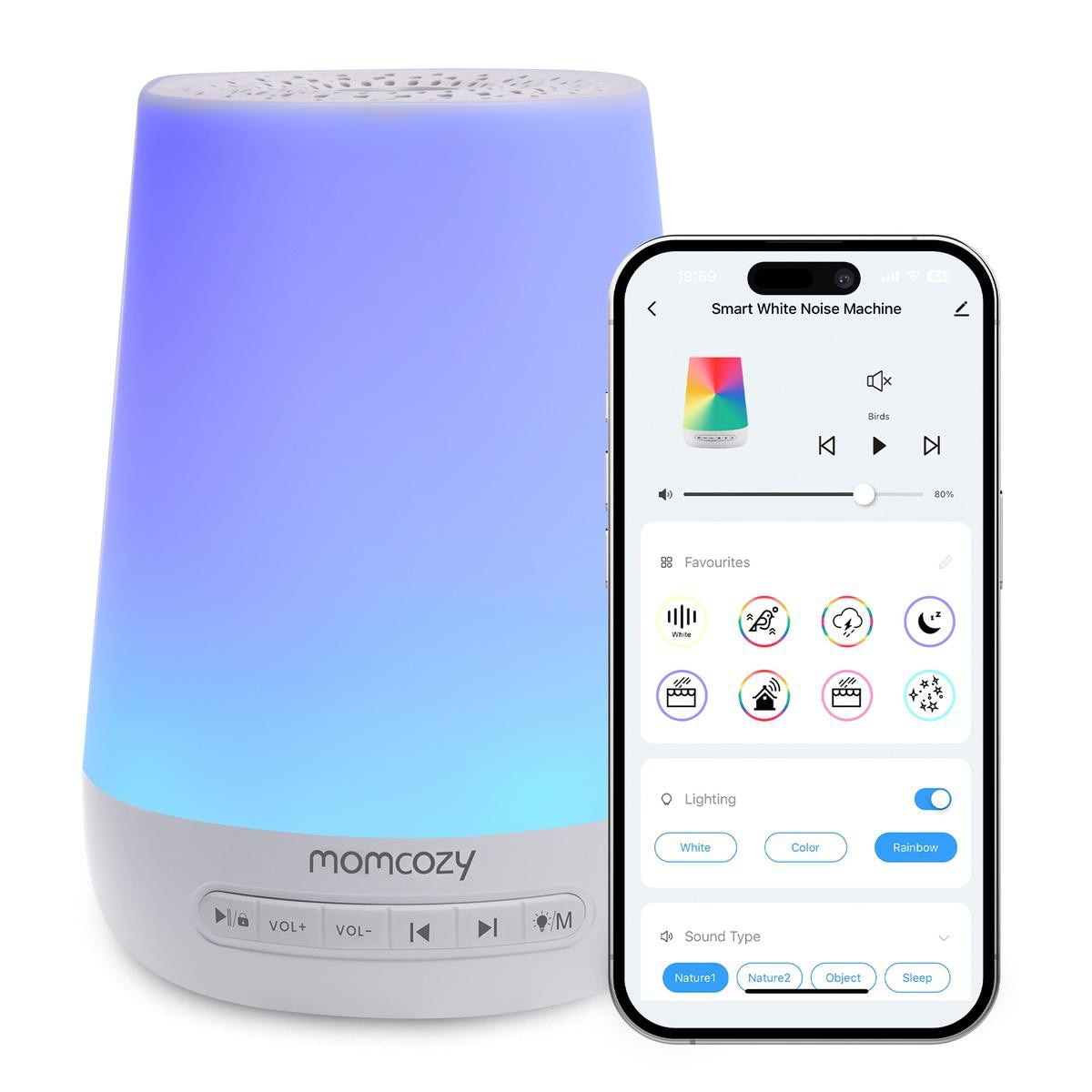 Momcozy Baby Sound White Noise Machine mit App-Fernbedienung