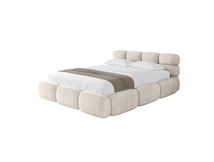 POLSTERBETT mit Bettkasten und Lattenrost, Boxbett ohne Matratze - NOMA 140x200 Beige