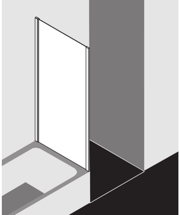 Kermi Liga Seitenwand verkürzt LITVD07516VAK 75x160cm, silber hochglanz, ESG klar, auf Badewanne