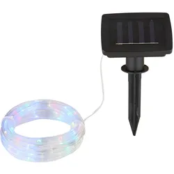 LED Lichterkette Solar Solarlichterkette mit Erdspieß mehrfarbig farbige LED Steckleuchte LED Garten, Kunststoff schwarz, Schalter, 50x LED, L 490 cm