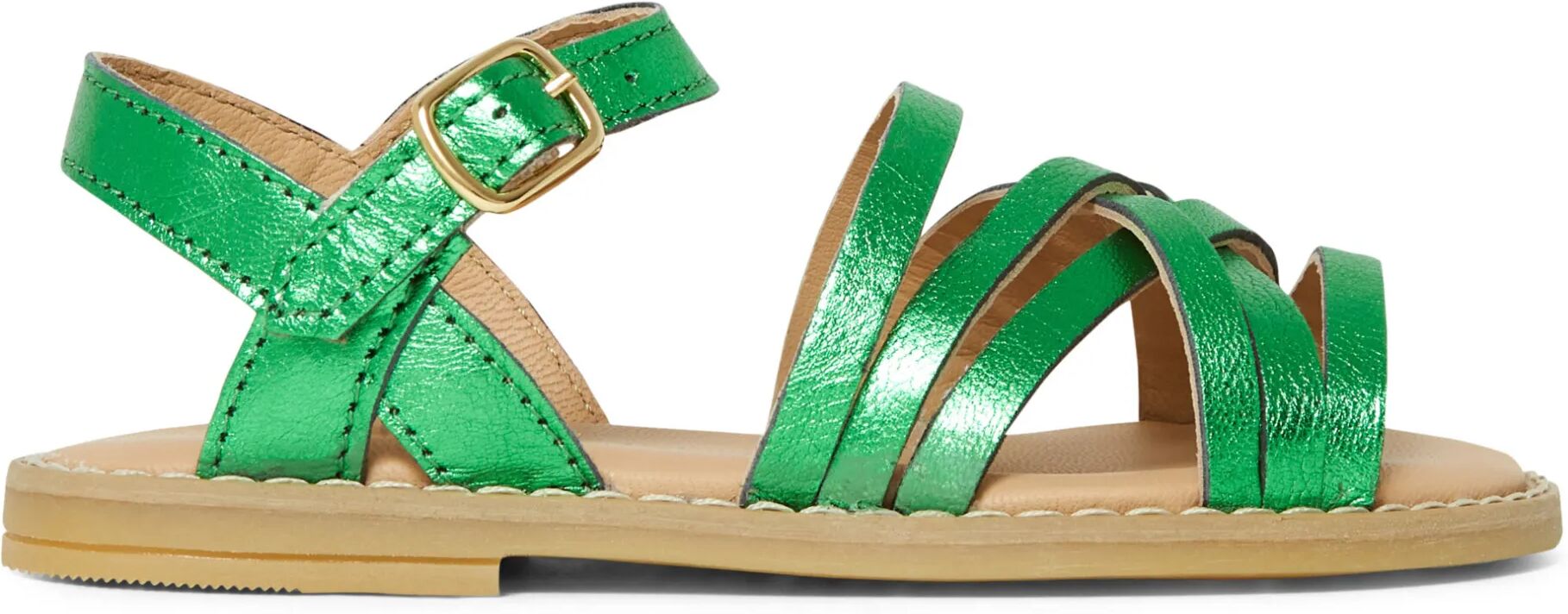 Emile et Ida Sandales Cuir Tresse Vert 22