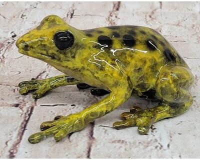 Bronzhaus Yellow Poison Dart Tree Frog Bronze Metal Figurine Signed Numbered Sculpture By Marius