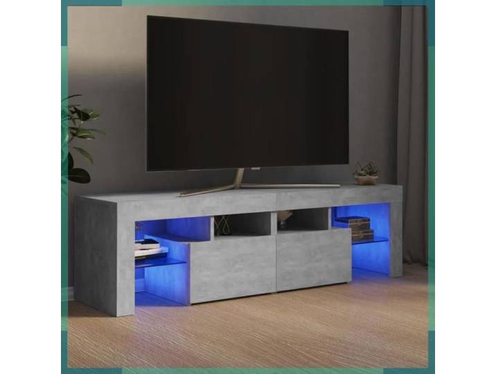 ASHATA Meuble TV avec lumières LED Gris béton 140x36 5x40 cm -FHE804368
