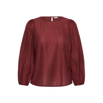 Langarmbluse KAFFE CURVE "KAFFE Curve Langarm KCrie", Damen, Gr. 46, rot (port), Blusen