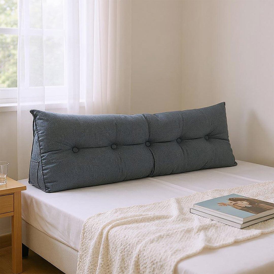 Latitude Run Cotton Rectangular Backrest Cushion Grey 150cm W x 20cm D
