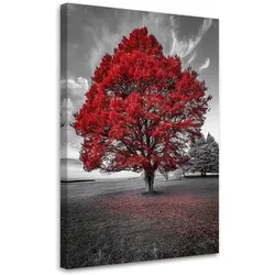 LEINWANDBILD Große rote Baumlandschaft 80x120cm