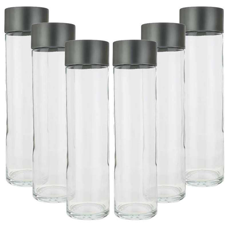 Dripio Set van 6 cilindrische glazen flessen, 1 liter per stuk