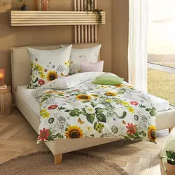 Kaeppel Mako-Satin Bettwäsche Sonnenblumen sonne 155x220 cm + 80x80 cm - gelb;grün