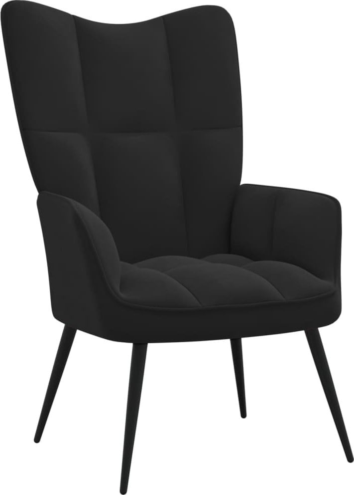 De Living Store relaxfauteuil, zwart, fluweel