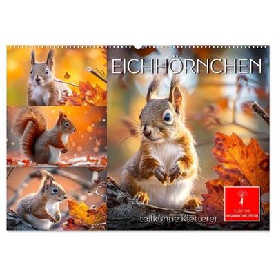Eichhörnchen - tollkühne Kletterer (Wandkalender 2027 DIN A2 quer), CALVENDO Monatskalender