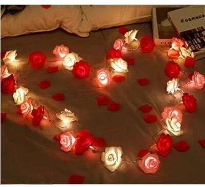Uplifted Finds Battery Operated Rose Flower String Lights red + White + Pink Mix