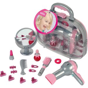 Theo-Klein Haushaltsspielzeug 5855, Braun Frisierkoffer mit Funktion, 28 x 22 x 11 cm