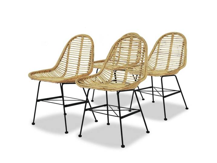 vidaXL Esszimmerstuhl Esszimmerstühle 4 Stk. Natur Rattan (4 St)