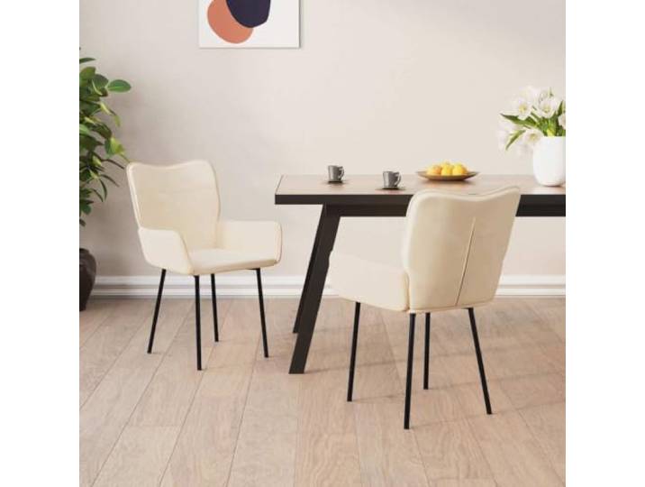 KTHLBRH Esszimmerstühle 2 STK. Creme Samt mit Armlehne, Metall- Samtbezug weich, ergonomische Polsterung, stabiler Rahmen, pflegeleichter Stoff, für Essbereich und Wohnraum